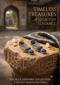 Here's title and description, clearly separated:

**Title:**
Blue Sapphire Statement Earrings – Kundan Style

**Description:**
Regal drop earrings from the Blue Sapphire Collection, featuring deep sapphire-blue stones set in gold-tone kundan work with spa